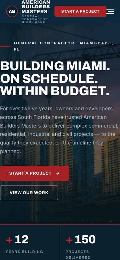 Vista móvil del demo de American Builders Masters